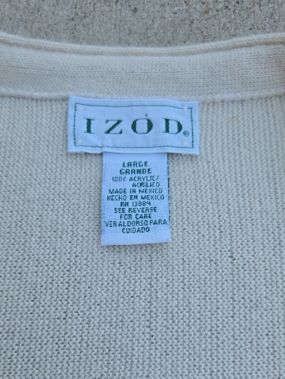 IZOD Vintage Button-Up V-Neck Cardigan Sweater Sz Lg